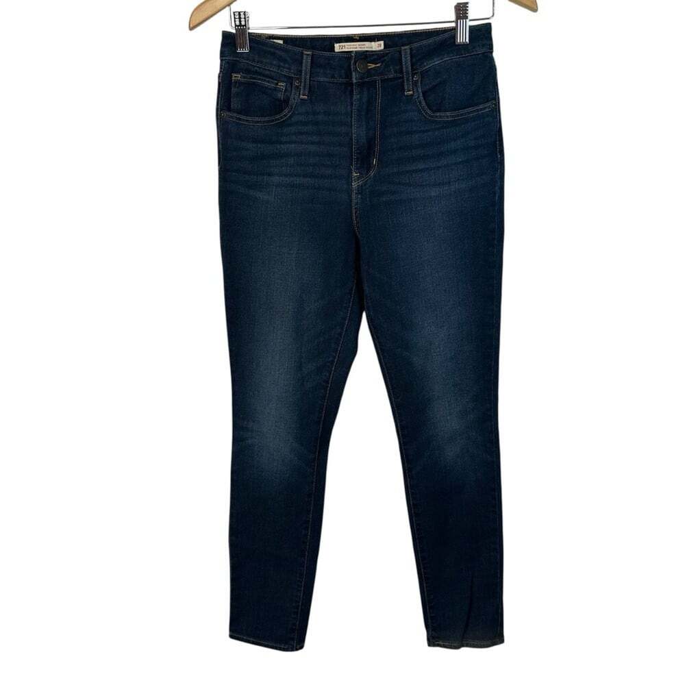 Levis 721 High Rise Skinny Jeans 28 Dark Wash Stretch Denim Minimalist